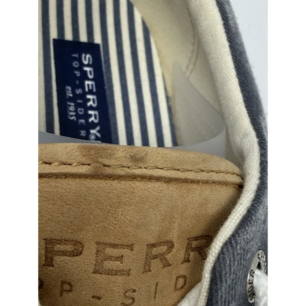 Sperry Top-Sider Men's Gray Distressed Canvas LaceUp Sneakers Breathable Sz 10.5